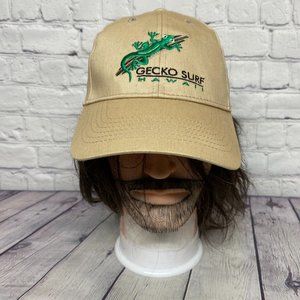 Gecko Surf Hawaii Hat Cap Strap Back Brown Hawaiian Headwear Embroidered Beach